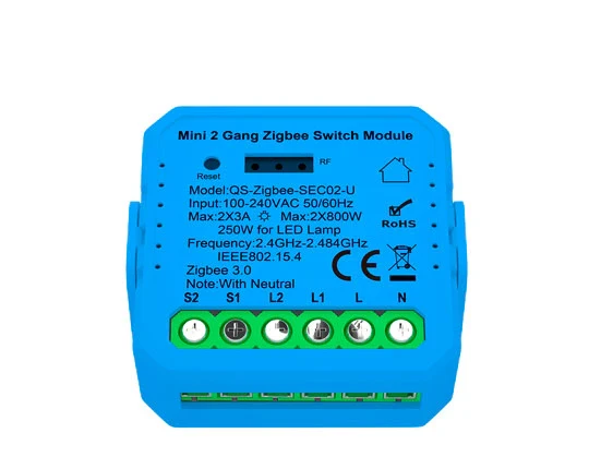 Módulo de Luzes acessível (2 gang) - Zigbee 3.0
