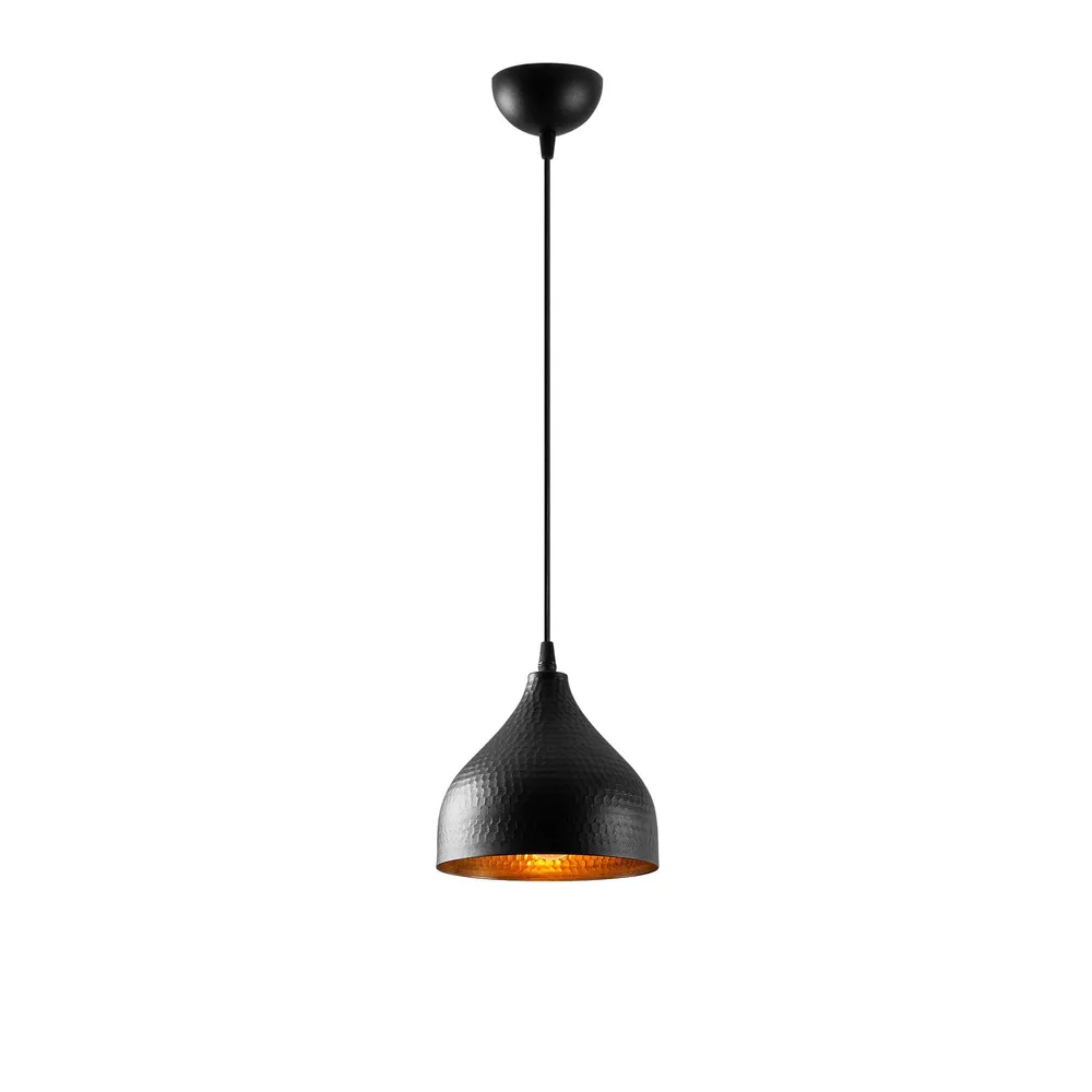 Suspensão geodo martelado Laterna 114cm Metálico Preto