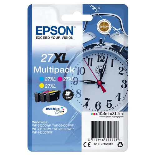 Pack Tinteiros Epson Serie Alarm Clock 27 XL - 3 Cores para Situações de Emergência