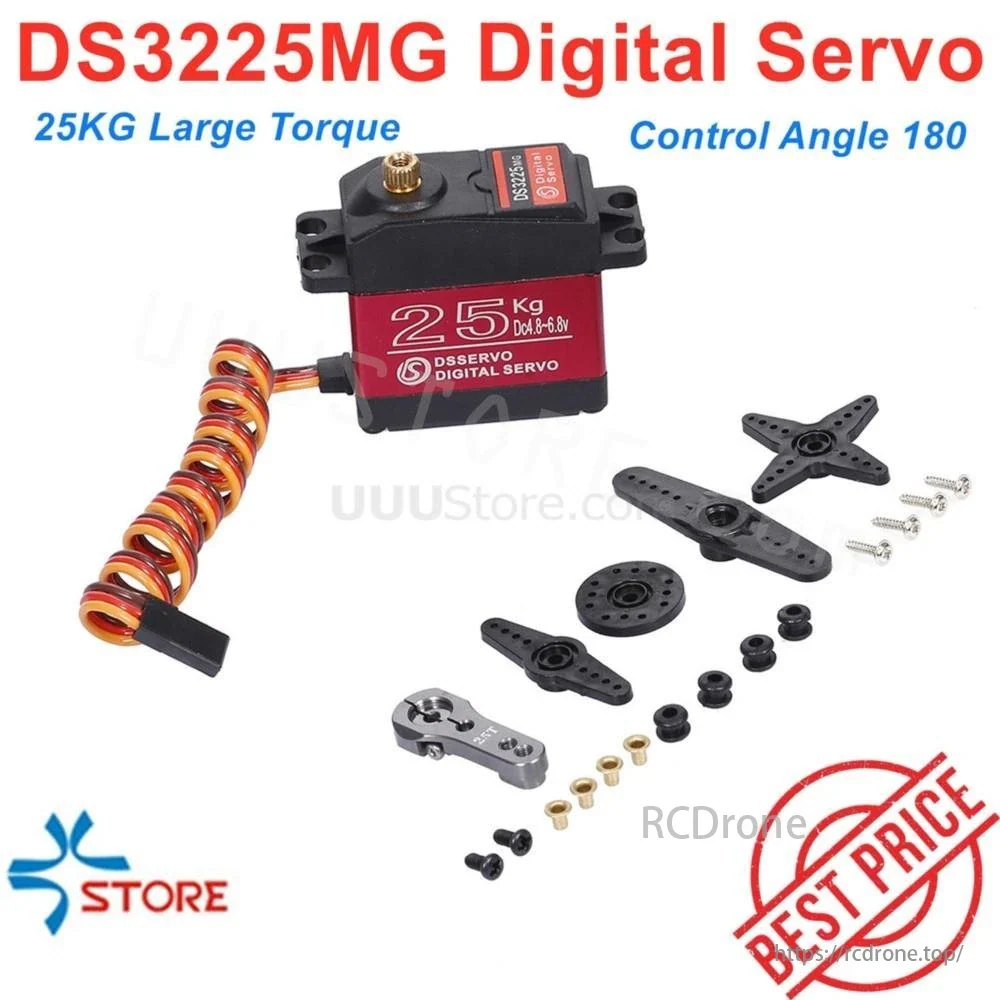 DSServo DS3225MG - 6,8V 25KG 0,13seg / 60 ° Servo motor eletrônico Engrenagem de direção digital Servo motor de torque Eng...