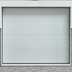 Bloco do Motor Porta de garagem seccionada motorizada efeito madeira branco PRIETA