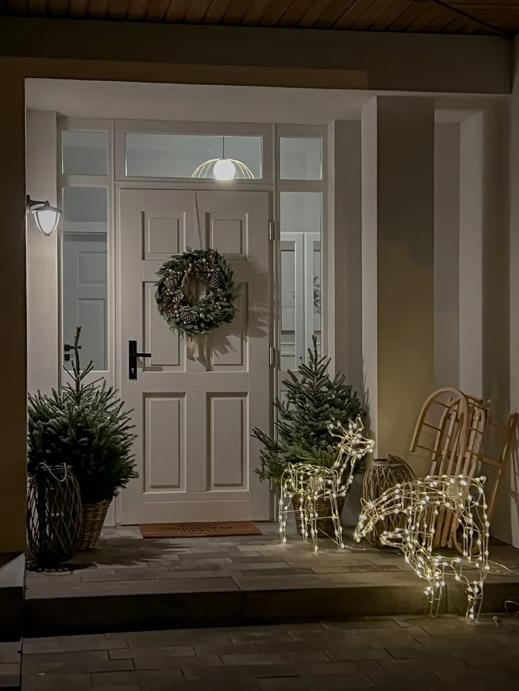 Conjunto de 3 decorações de renas em LED 76 cm branca MIKKELI com Lentes de Policarbonato