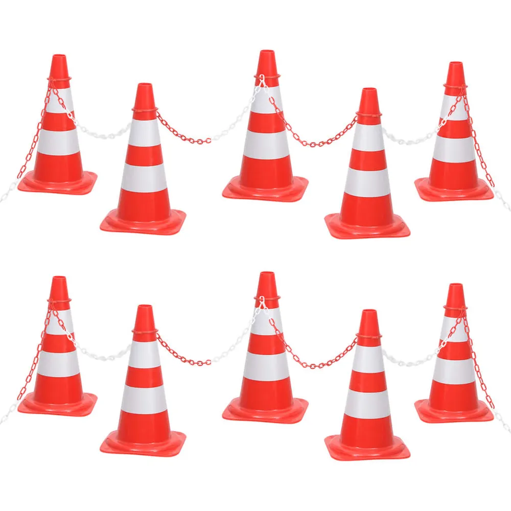 Conjunto de Sinalização Conjunto de cones com corrente de 10 m vermelho e branco