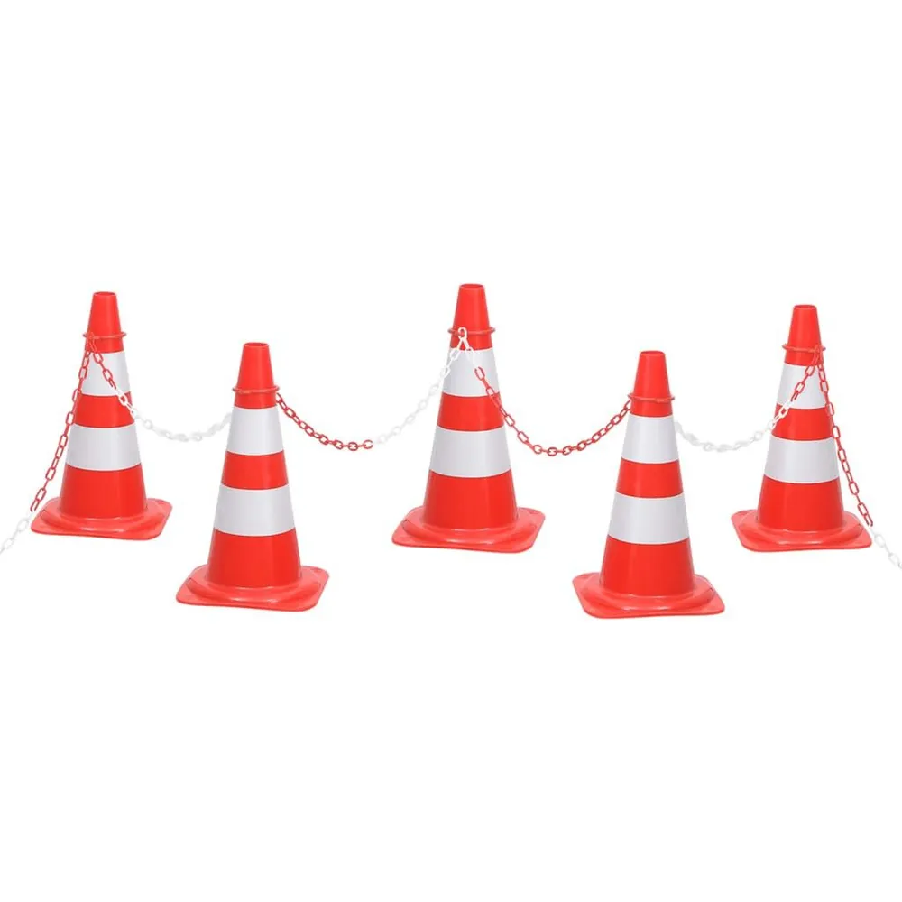 Conjunto de Sinalização Conjunto de cones com corrente de 10 m vermelho e branco