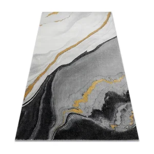 Resistente à Óleo Tapete EMERALD exclusivo 1017 glamour, à moda mármore preto / ouro 160x220 cm