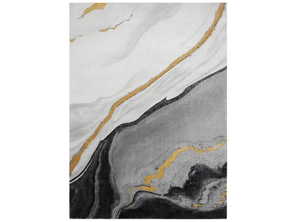 Resistente à Óleo Tapete EMERALD exclusivo 1017 glamour, à moda mármore preto / ouro 160x220 cm