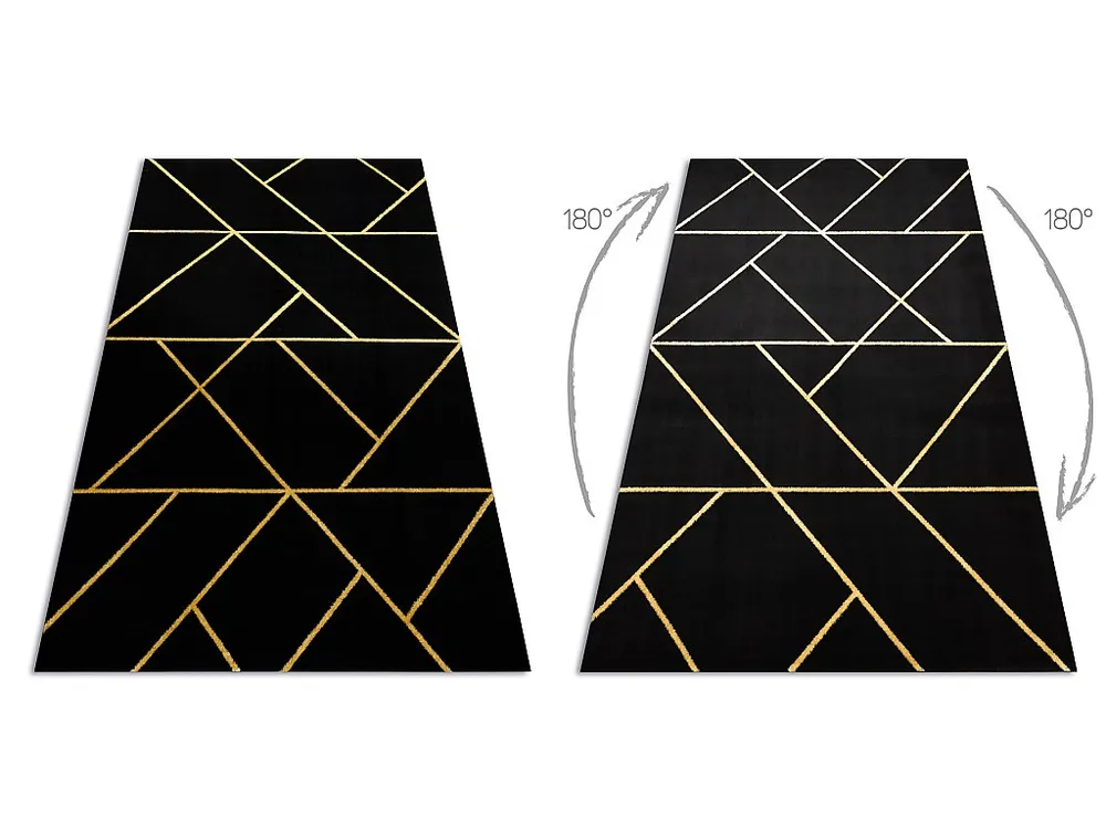 Tapete EMERALD exclusivo 1012 glamour, à moda geométrico preto / our 160x220 cm com Garantia