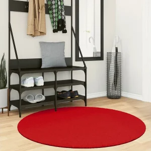 Tapete de pelo breve OVIEDO Ø 120 cm vermelho com Garantia