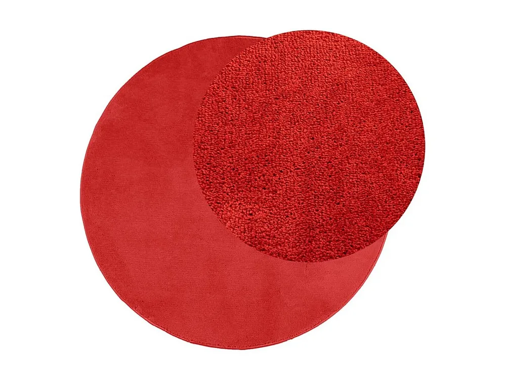 Tapete de pelo breve OVIEDO Ø 120 cm vermelho com Garantia