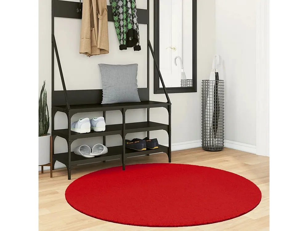 Tapete de pelo breve OVIEDO Ø 120 cm vermelho com Garantia