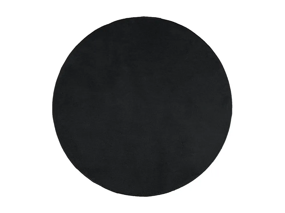 Tapete de pelo pequeno OVIEDO Ø 120 cm preto para Espaços Compactos