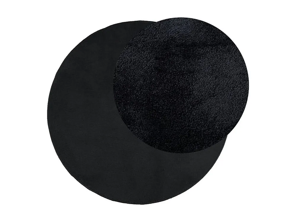 Tapete de pelo pequeno OVIEDO Ø 120 cm preto para Espaços Compactos