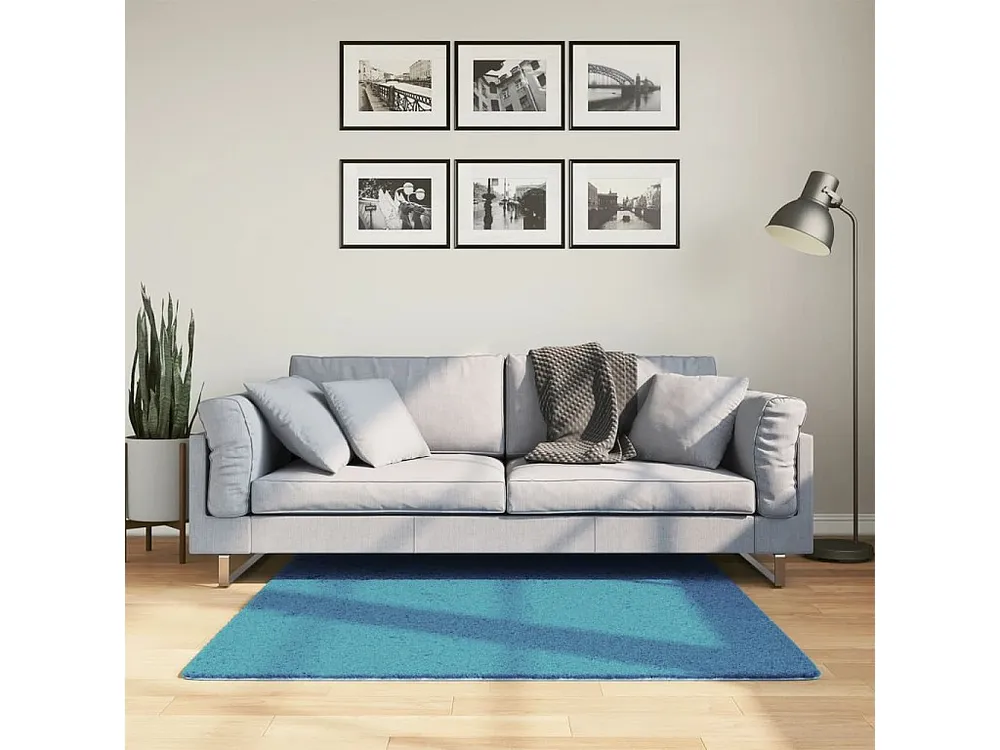 Tapete de pelo pequeno OVIEDO 120x120 cm turquesa