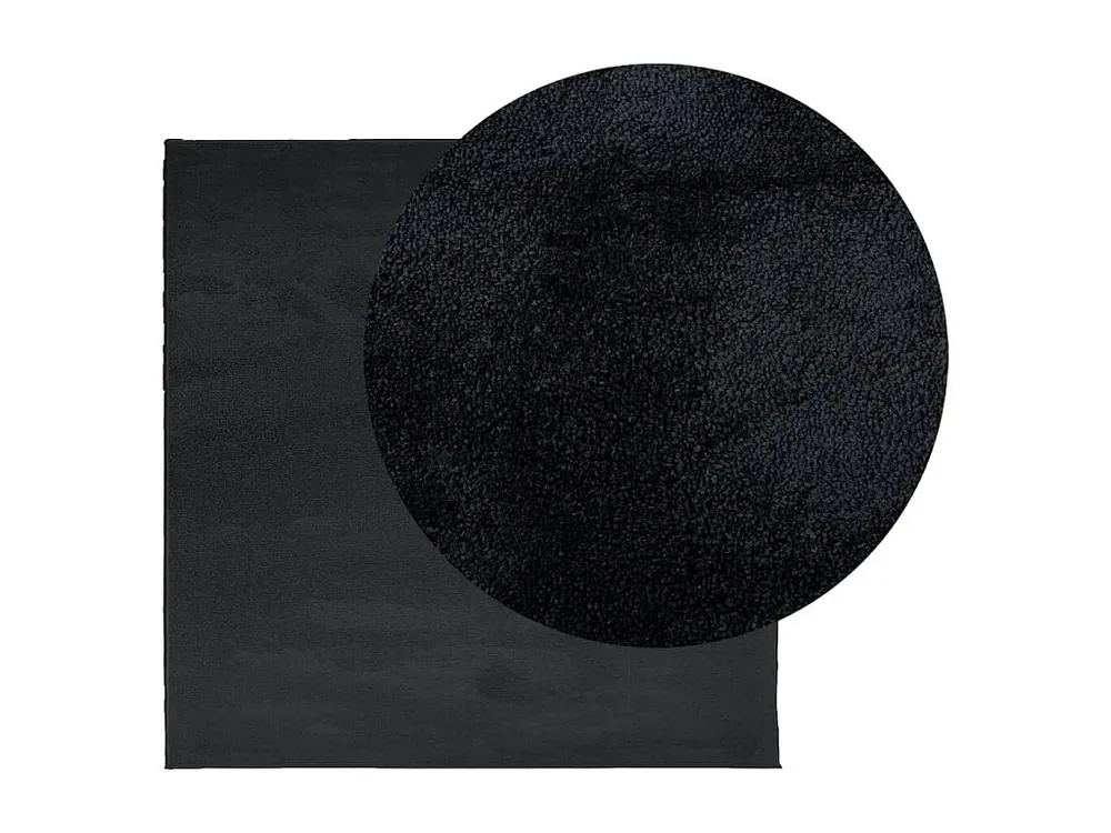 Tapete de pelo reduzido OVIEDO 120x120 cm preto Fácil Montagem