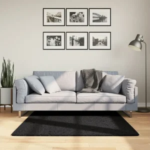 Tapete de pelo reduzido OVIEDO 120x120 cm preto Fácil Montagem