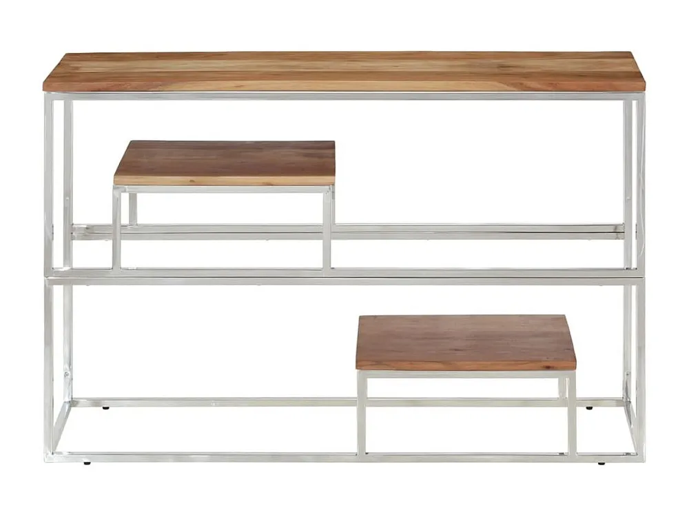 Console Ajustável Mesa consola ço inoxidável/madeira de acácia maciç prateado