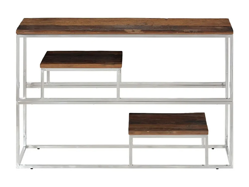 Console com Armazenamento Mesa consola ço inoxidável/madeira ferroviária maciç prateado