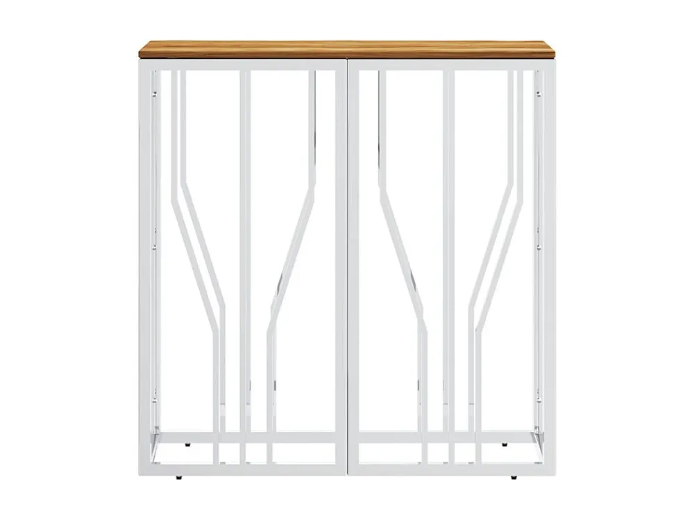 Mesa consola ço inoxidável/madeira de acácia maciç prateado | Multifuncional |