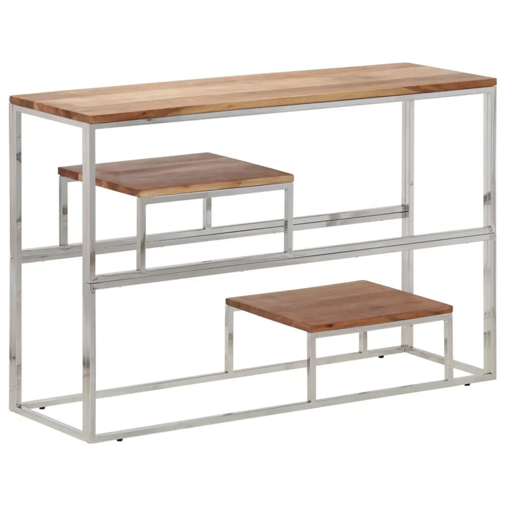Mesa consola ço inoxidável/madeira de acácia maciç prateado para Viagens em Família