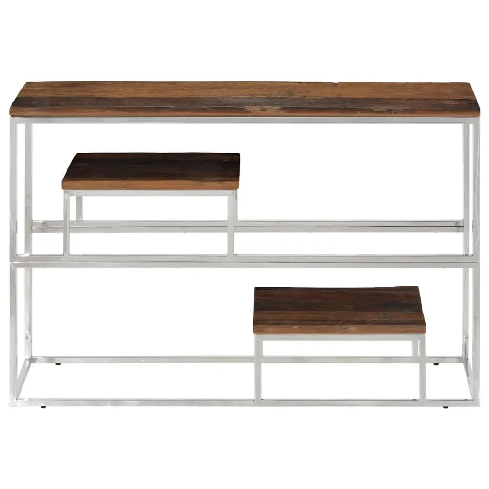 Mesa consola ço inoxidável/madeira ferroviária maciç prateado com Garantia - Ajuste Perfeito