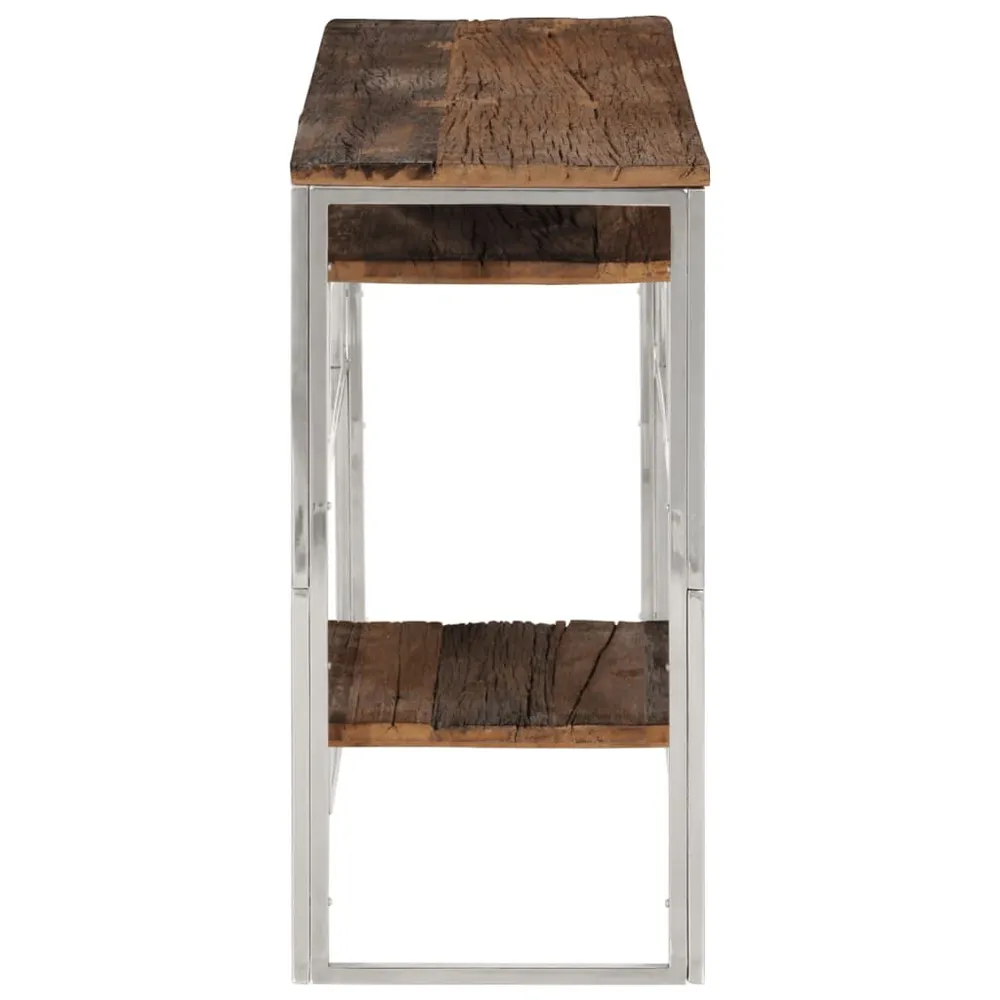 Mesa consola ço inoxidável/madeira ferroviária maciç prateado com Garantia - Ajuste Perfeito