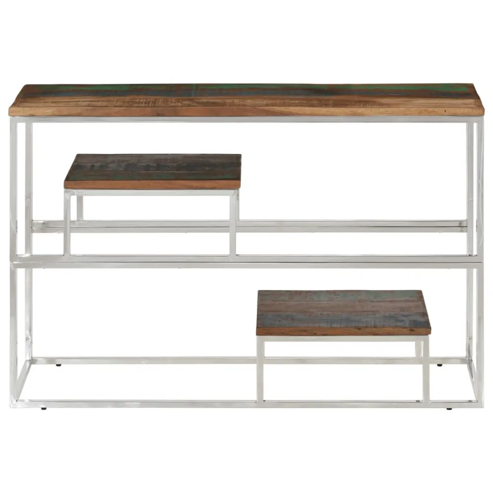 Mesa consola ço inoxidável/madeira recuperada maciç prateado em Cores Variadas