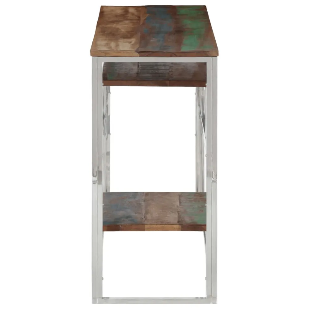Mesa consola ço inoxidável/madeira recuperada maciç prateado em Cores Variadas