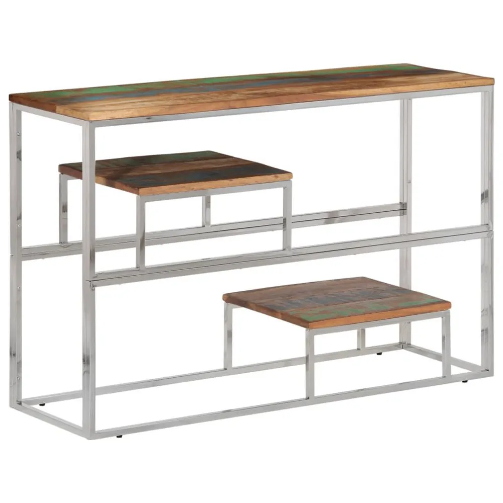 Mesa consola ço inoxidável/madeira recuperada maciç prateado em Cores Variadas