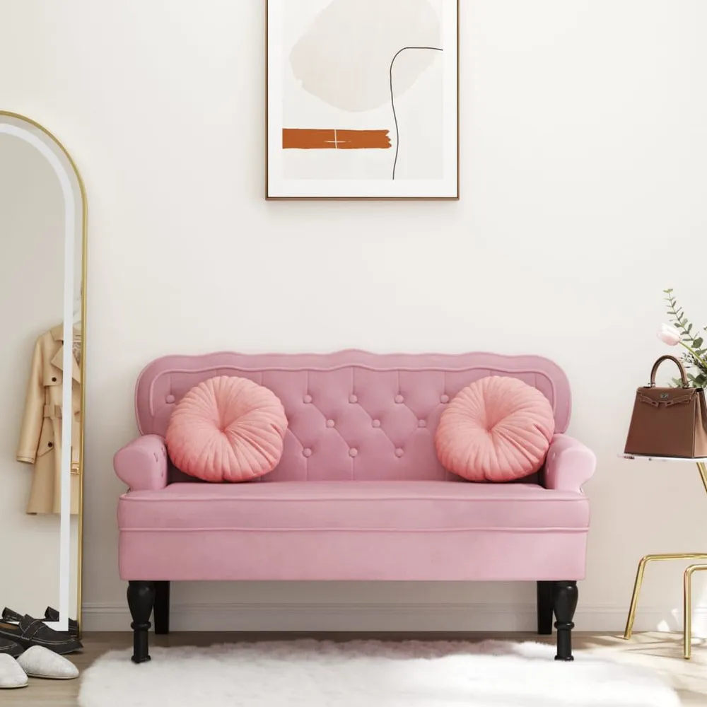 Banco com encosto 119,5x64,5x75 cm veludo rosa para Carro | Envio Rápido