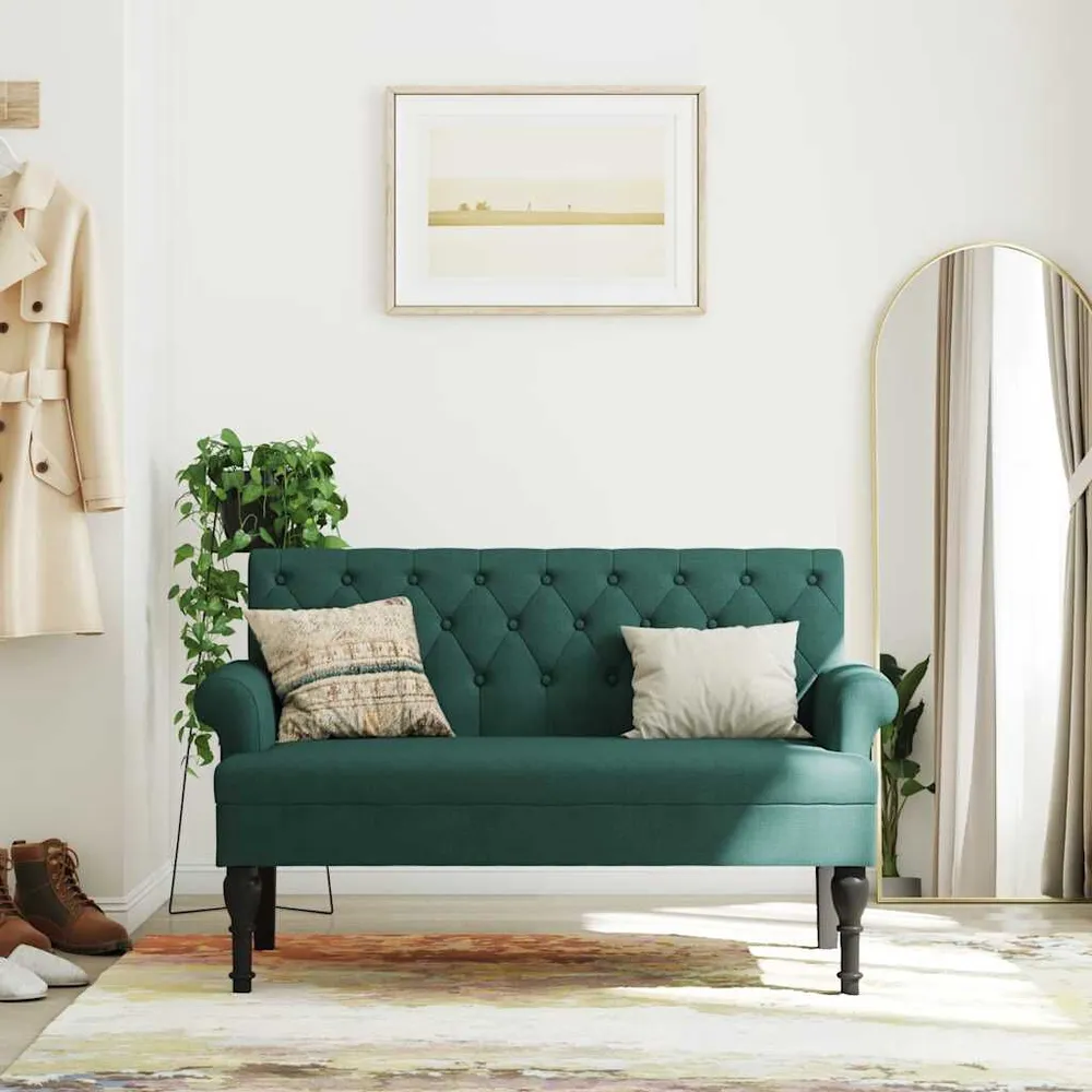 Banco com encosto 120x62x75,5 cm tecido verde-escuro para Carro | Envio Rápido