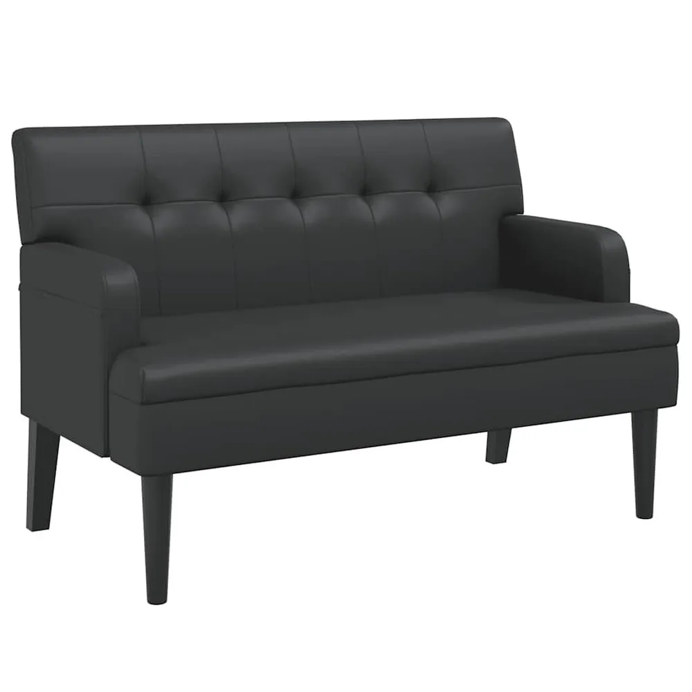 Console Central Banco com encosto 112x65,5x75 cm couro artificial preto
