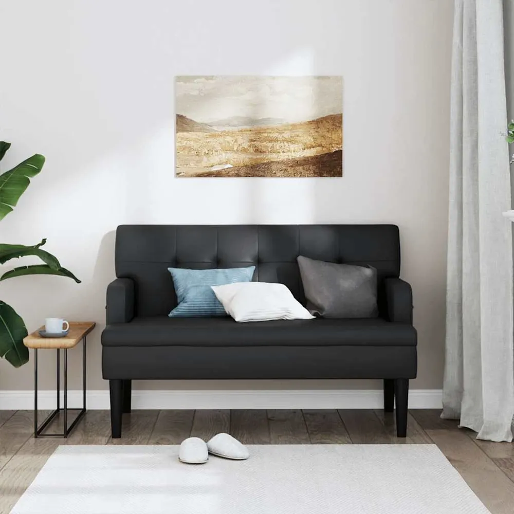 Console Central Banco com encosto 112x65,5x75 cm couro artificial preto