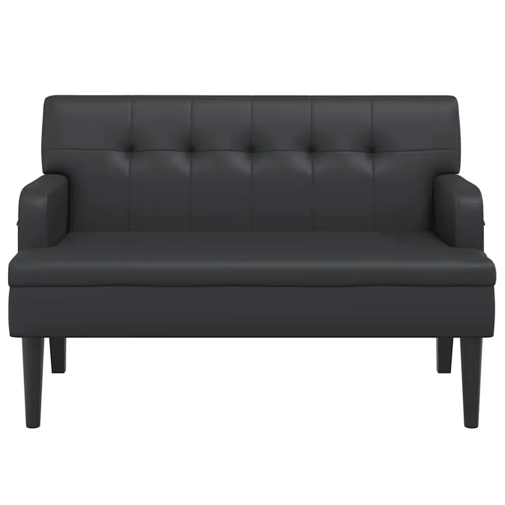 Console Central Banco com encosto 112x65,5x75 cm couro artificial preto