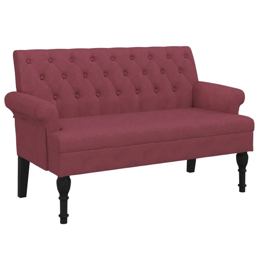 Console Central Banco com encosto 120x62x75,5 cm tecido vermelho tinto