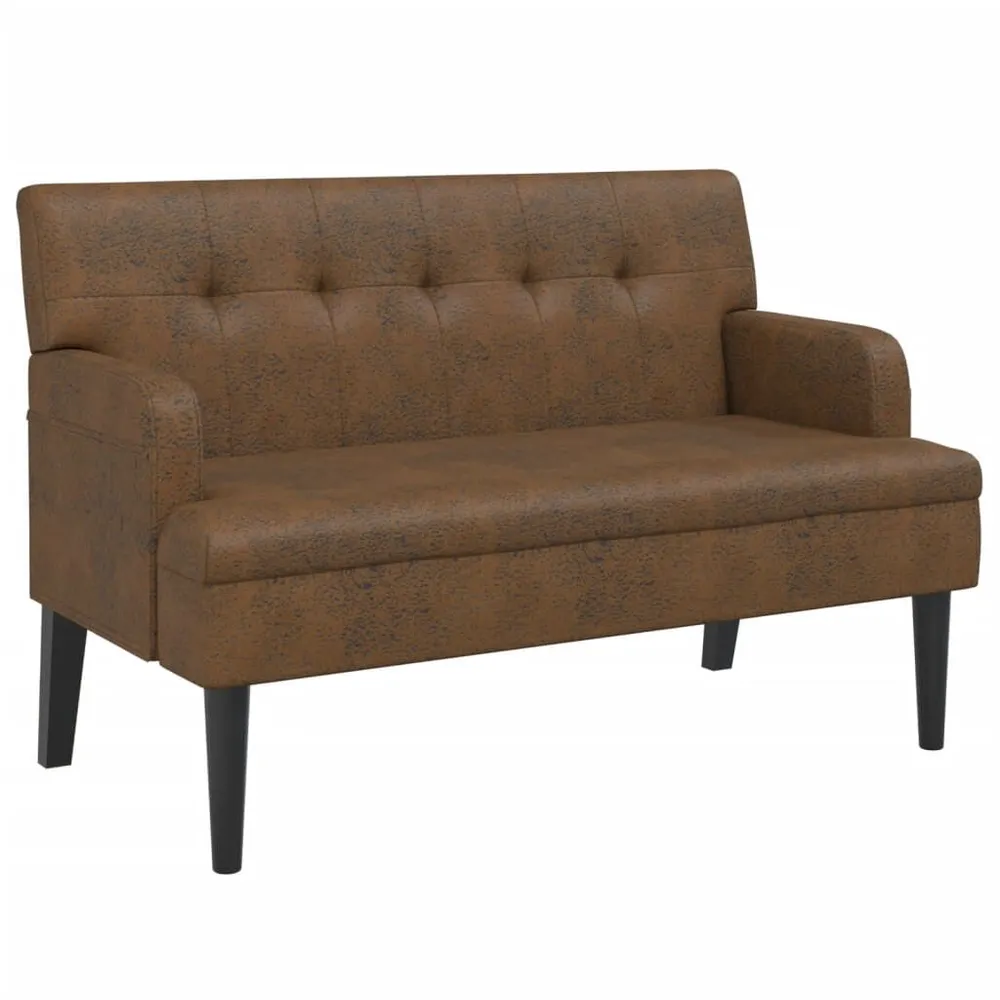 OEM Compatível Banco com encosto 112x65,5x75 cm camurç castanho