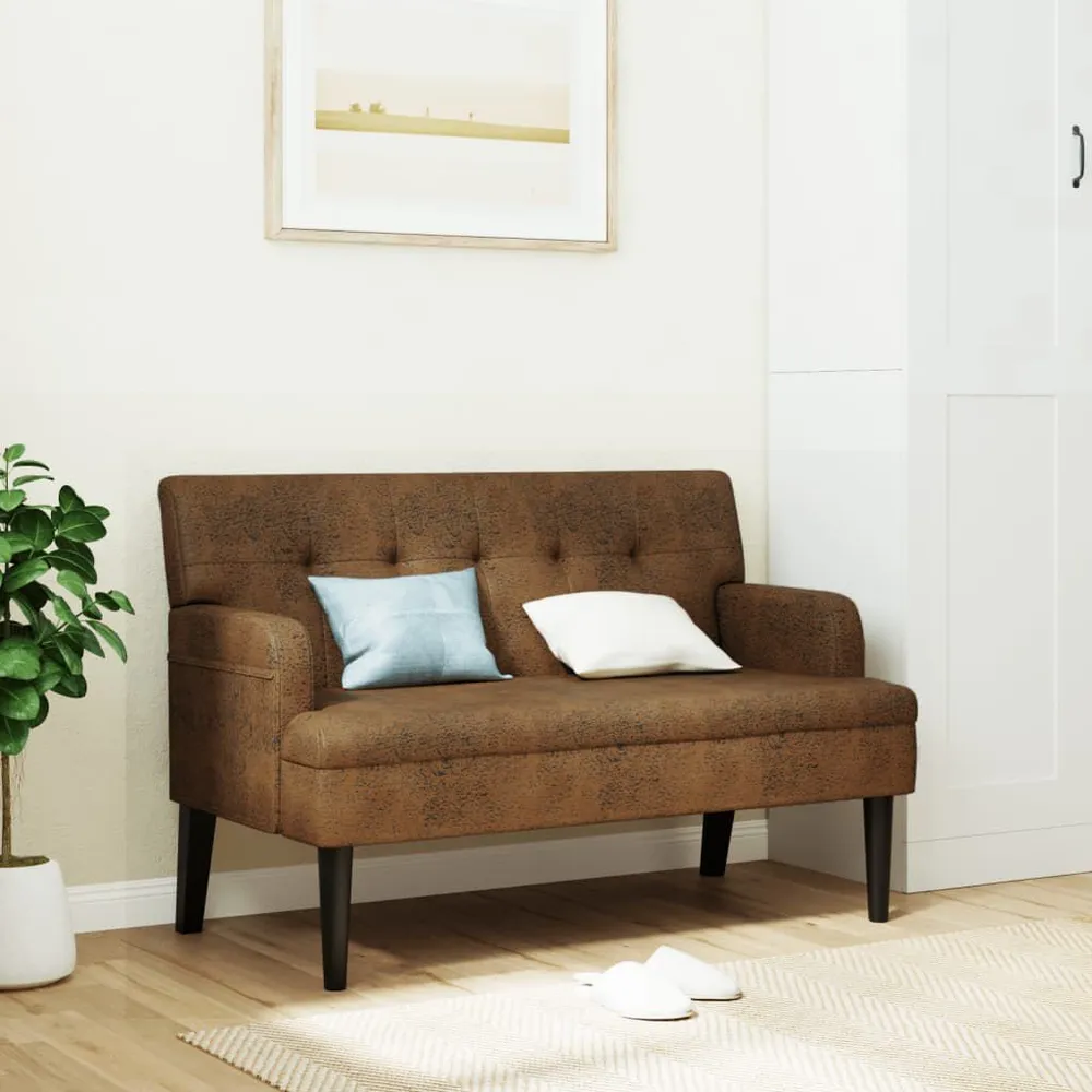OEM Compatível Banco com encosto 112x65,5x75 cm camurç castanho