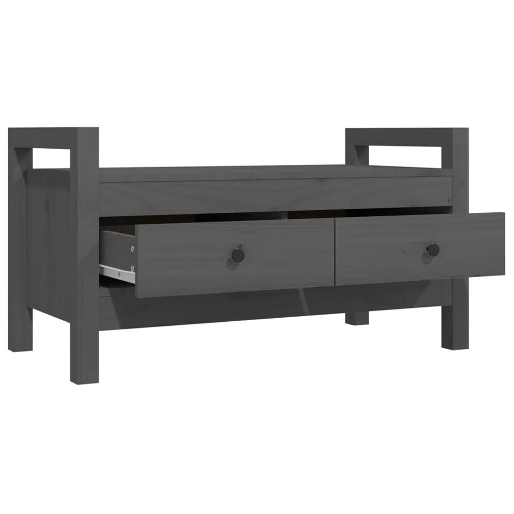 Premium Organizador Banco de corredor 80x40x43 cm madeira de pinho maciç cinzento