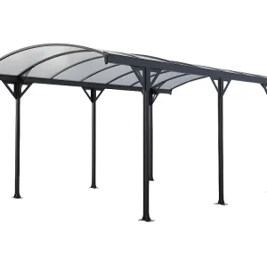 Abrigo para carro em alumínio autoportante cinza GENARO. Área 15,3 m². C508 x L302 x A230 cm