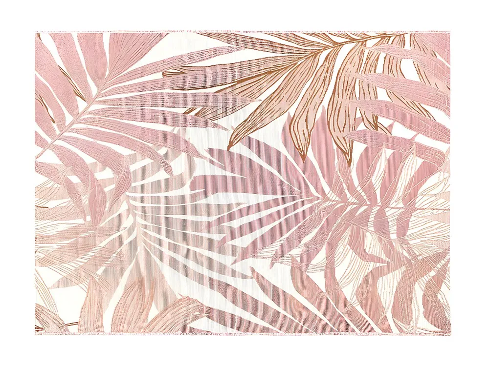 Tapete de interior ou de exterior étnico motivos folhas ROCETA 150 x 200 cm - Cor-de-rosa