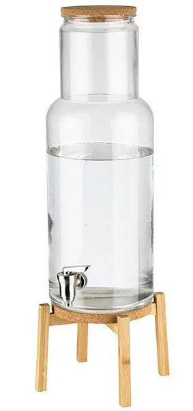 Distribuidor de bebidas APS -NORDIC WOOD-, 23 x 23 cm, altura: 60,5 cm, recipiente de vidro, torneira em ço inoxidável, ta...