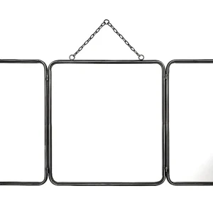 Espelho de barbeiro tríptico retró CERRONE - C. 60 x . 112 cm - Cinza metalizado