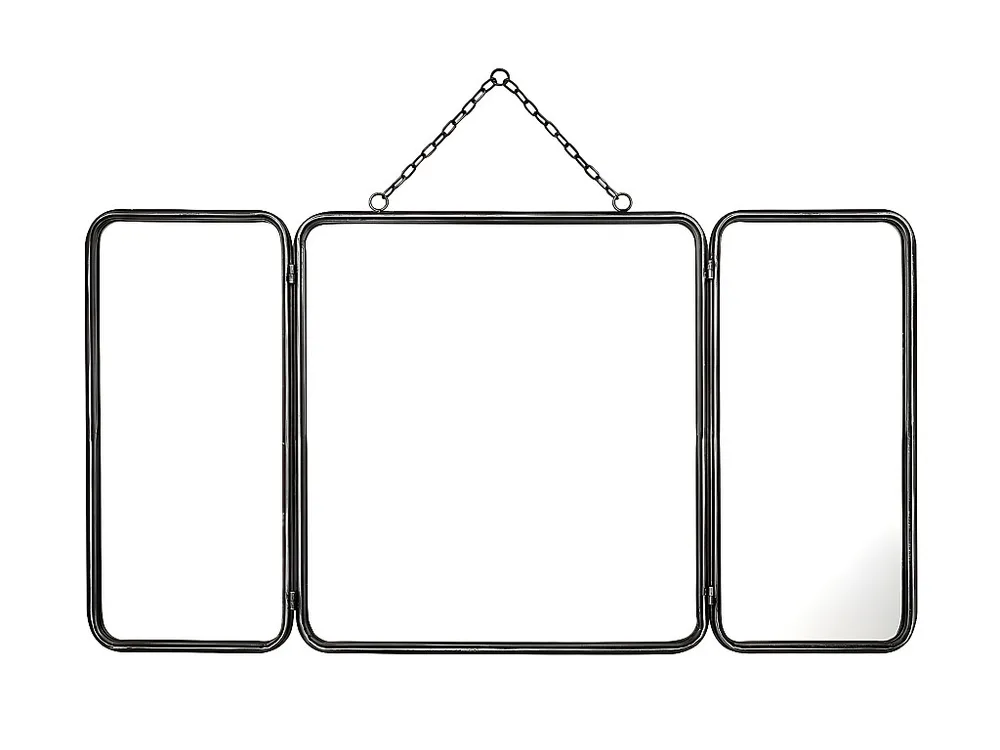Espelho de barbeiro tríptico retró CERRONE - C. 60 x . 112 cm - Cinza metalizado