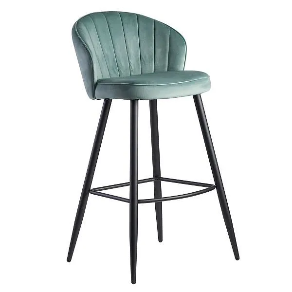 Banco alto Wohnling veludo verde distinto com encosto 56 x 102,5 x 52,5 cm, tecido escandinavo / metal 110 kg, WL6.289