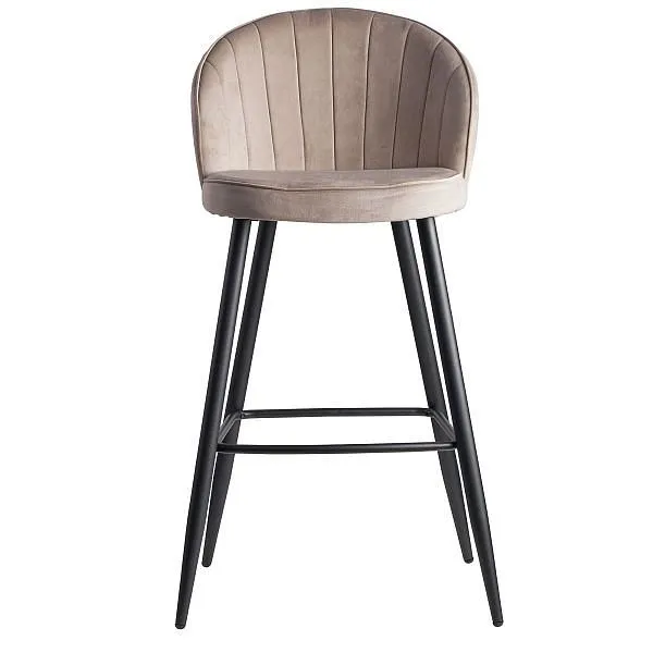 Banqueta alta Wohnling veludo bege com encosto 56 x 102,5 x 52,5 cm, tecido escandinavo / metálico 110 kg, WL6.291