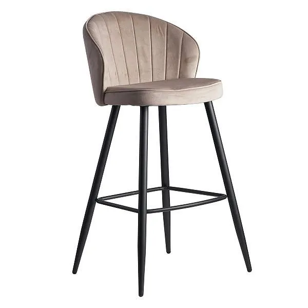 Banqueta alta Wohnling veludo bege com encosto 56 x 102,5 x 52,5 cm, tecido escandinavo / metálico 110 kg, WL6.291
