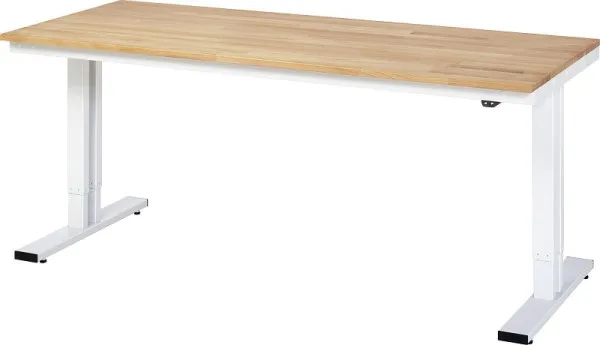 Mesa de trabalho RAU série adlatus 300 (eletricamente ajustável em altura), tampo em faia maciç, 2000x720-1120x800 mm, 08-...