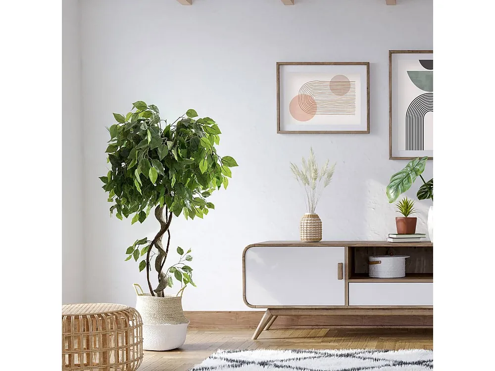 Planta artificial de Ficus Rebecca Mobili Akdem 120x40x40 PEVA Polietileno Verde Marrom