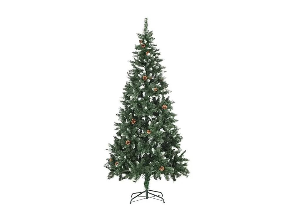 Árvore de Natal artificial com pinhas e brilho branco 210 cm