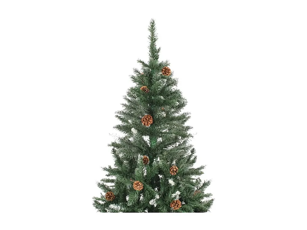 Árvore de Natal artificial com pinhas e brilho branco 210 cm