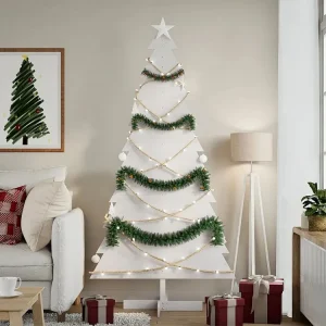 Árvore Natal decorativa 180 cm madeira de pinho maciç branco
